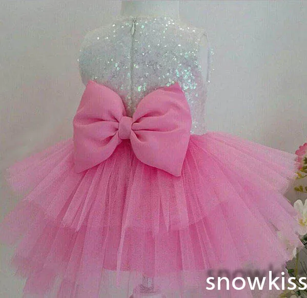 Милые блестящие розовые платья с блестками и цветами для девочек пышное платье