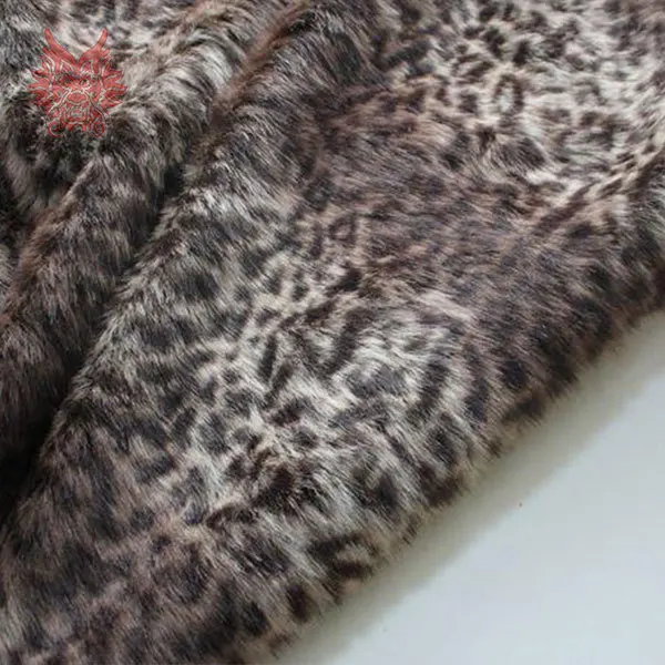 Полноценно черный / коричневый леопарда 2 см искусственный мех ткань для зимнее