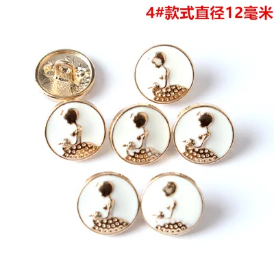D 12mm 20Pcs/lot 11-12.5mm high-grade round button black gold white metal button men and women shirt clothes decorative buttons C086 - Цвет: D 12mm