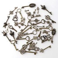 40pc mix shape vintage charms keys pendant antique bronze sliver color keys fit bracelets necklace diy metal jewelry making