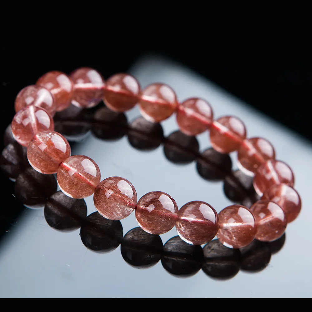 

Newly Natural Red Hair Rutilated Quartz Round Beads Crystal Bracelet Women Men 11mm Clear Stone AAAAA Gift Bracelet Jewelry