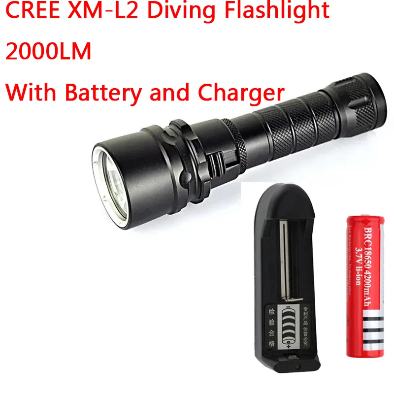 Новый XML XM L L2 светодиодный фонарик 2000 люмен для дайвинга Водонепроницаемый