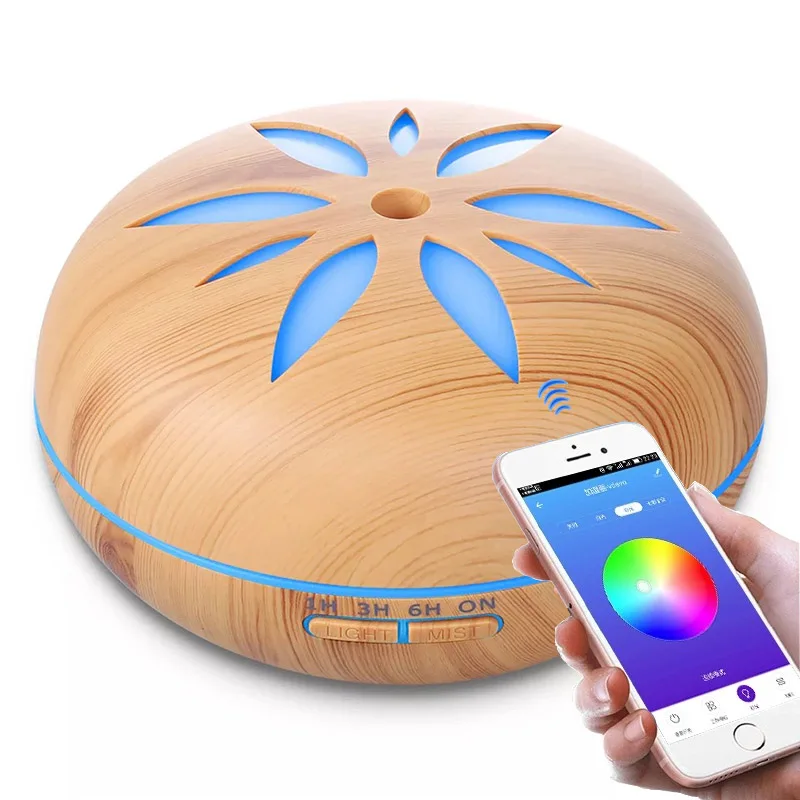 APP Lights Wood Grai 550 мл управление через приложение эфирные масла Арома диффузор с древесины зерна ультрасоник увлажнитель воздуха ароамтерапия диффузор для дома и офиса - Цвет: APP Lights Wood Grai
