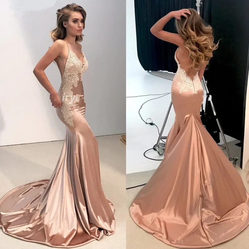 Сексуальный спинки Русалка Вечерние платья Длинные 2021 партии de noche на тонких