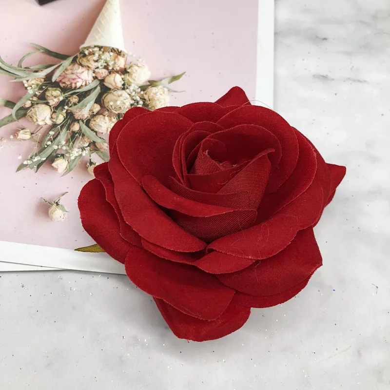 red HINDJEF 5 шт./искусственный шелк головка розы украшение дома/DIY свадебная одежда обувь шляпы коллаж Декоративные искусственные цветы - Цвет: red