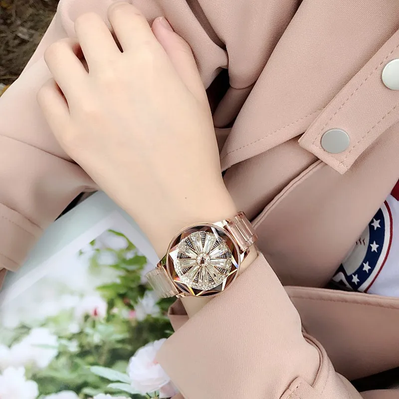 Top Luxury Women Watches Fashion Rhinestone Women Wrist Watch Women Rotation Dress Watch Cool Quartz Women Watches Clocks reloj