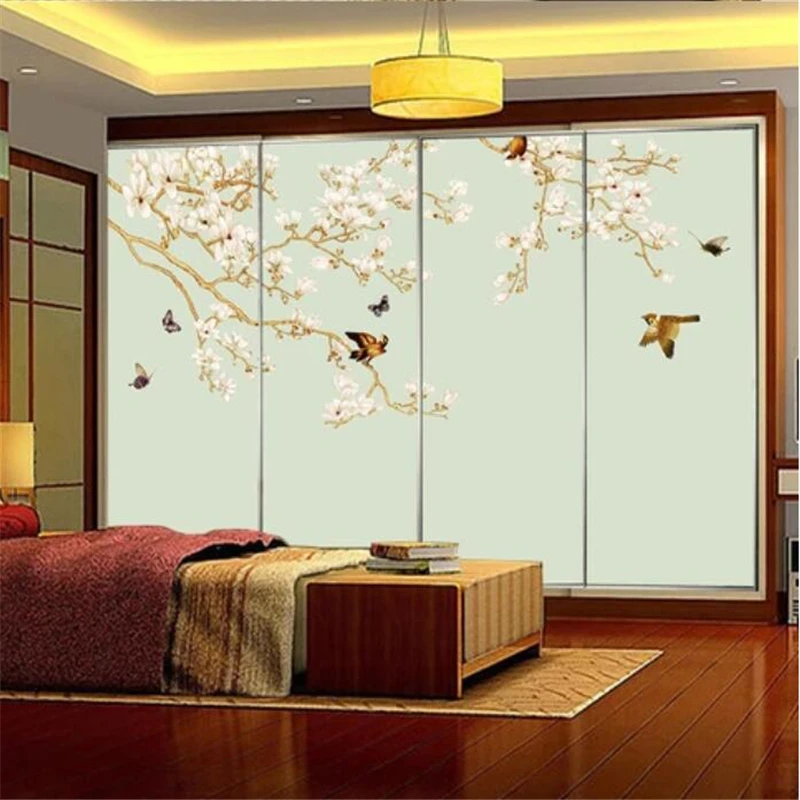 Обои на заказ 3d фотообои ручная роспись Магнолия птица ретро Китайский фон обои