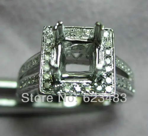 

Solid 14kt white gold 7mm princess cut wedding engagement setting semi ring
