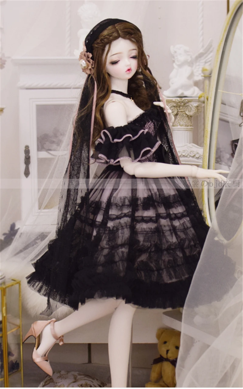 Кукольная одежда для 1/4 1/3 bjd кукольная черное нарядное платье на заказ красивые