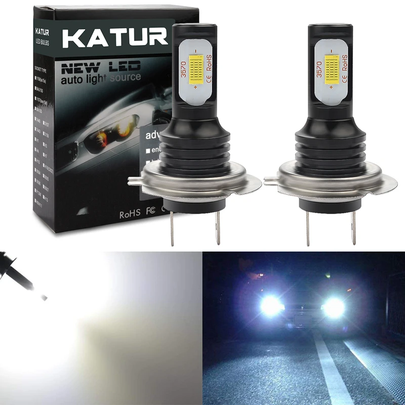 Katur 2 шт. H7 светодиодные лампы для автомобилей ходовые противотуманные фары супер