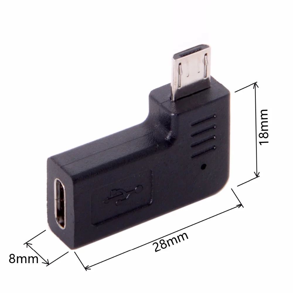 USB C Type женский микро 2 0 5Pin адаптер для передачи данных 90 градусов левый и правый