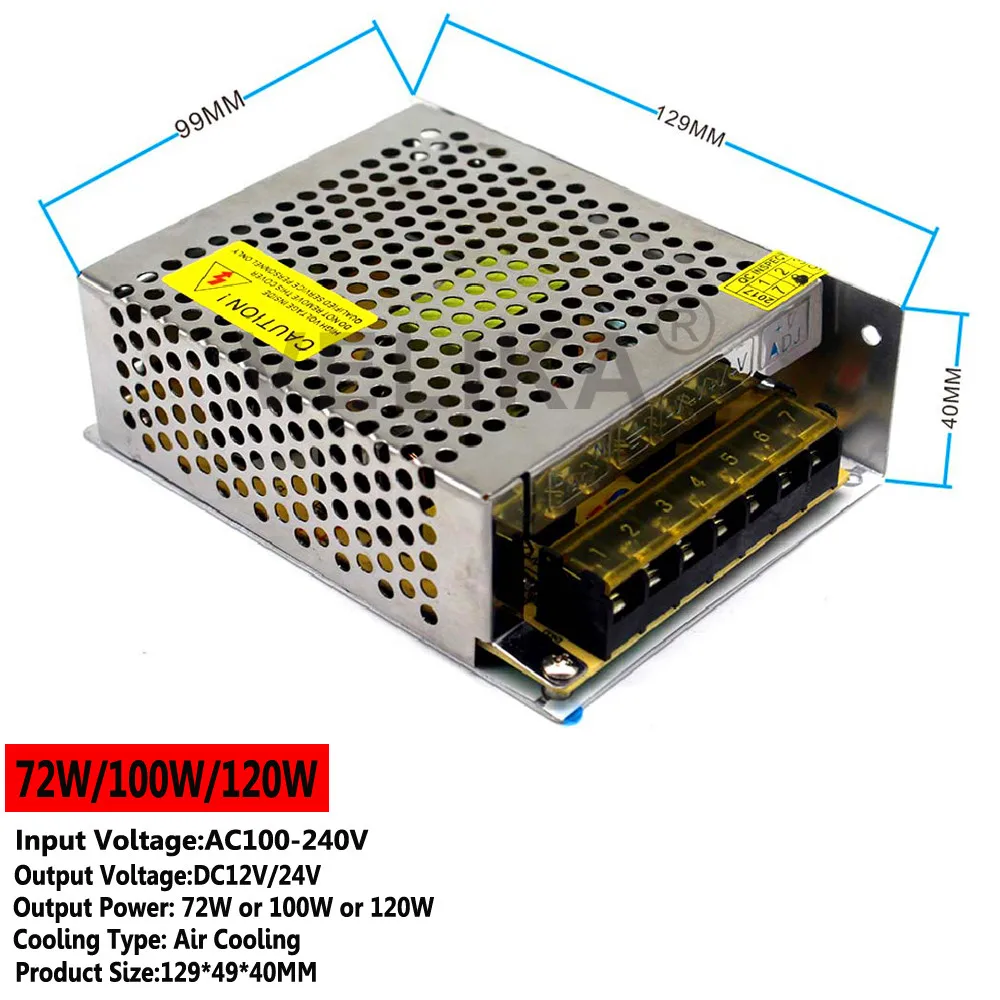 Switching Power Supply DC 12V 24V 15W 24W 36W 48W 60W 72W 100W 120W 150W 200W 240W 300W 350W 400W 500W 600W 800W 1000W 1200W