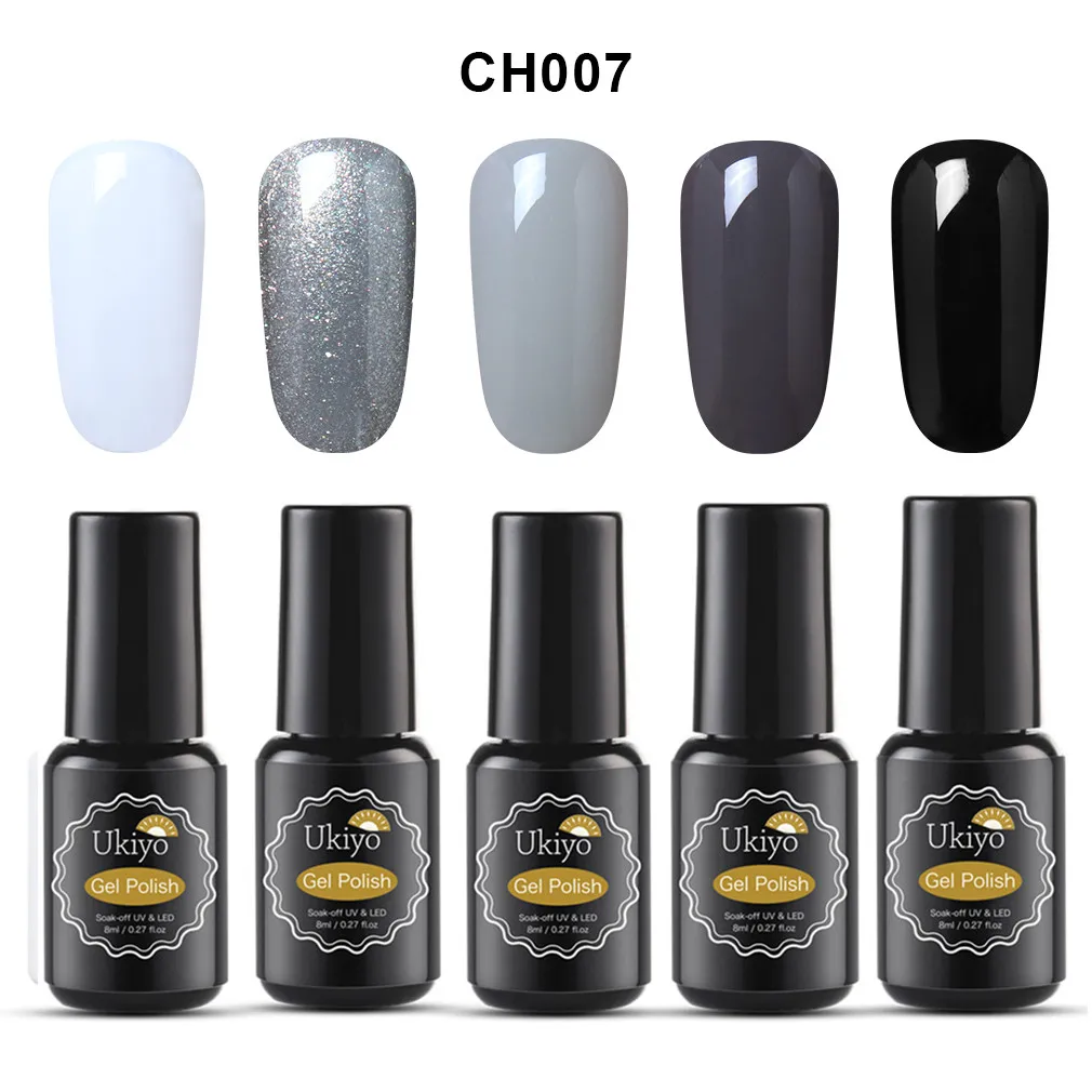 CH007 Ukiyo 5 шт./лот Soak Off лак для ногтей чистый цвет Гибридный гель лак для ногтей, маникюр Дизайн Полупостоянный маникюрные трафареты лак - Цвет: CH007