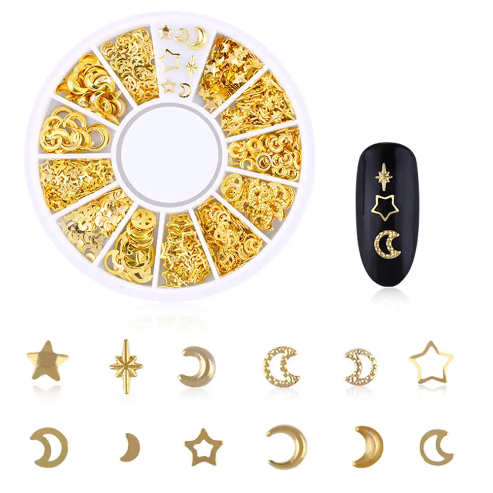 Слоновая кость 1 лист Nail Art Rhinestone украшения DIY 3D ногтей аксессуары Звезда Луна ажурные ногтей Декоративная заклепка ювелирные изделия - Цвет: Слоновая кость