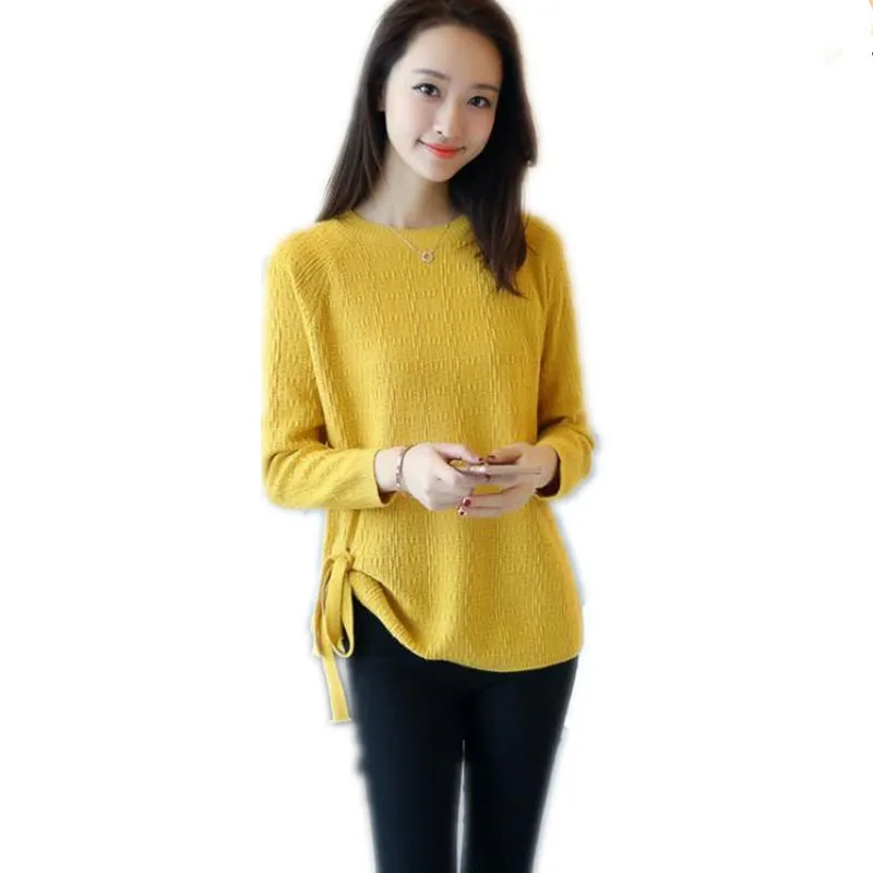 

Тонкая женская трикотажная рубашка с длинным рукавом, Осень-зима, Sweater2018O-Neck, повседневный теплый свитер, q520