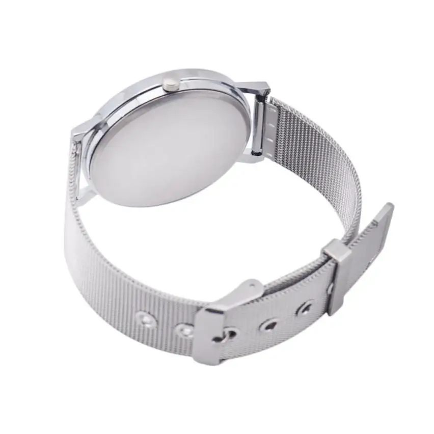 Часы для мужчин 2018 роскошные серебряные из нержавеющей стали сетки Мужские