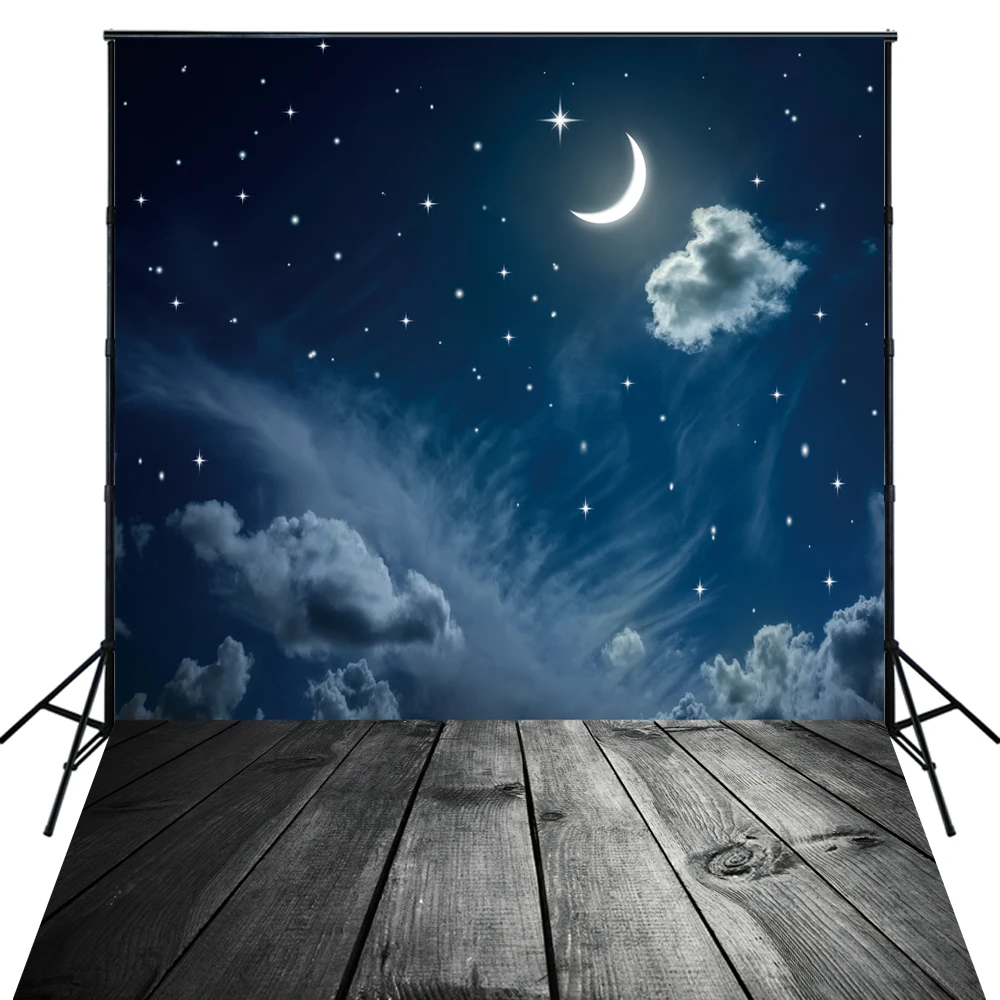 Художественный тканевый фон для фотосъемки с изображением Луны и звездного