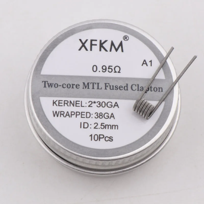 10 шт. XFKM Сверхтонкий MTL плавленый Clapton Предварительно Построенная катушка A1 SS316 Ni80 для MTL Vaper RDA RTA Танк распылители высокое сопротивление