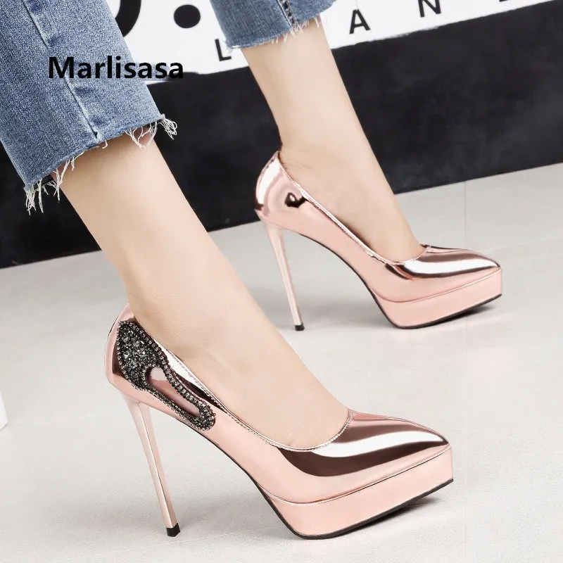 

Marlisasa Lady Cute Sexy Silver Wedding High Heel Shoes Women Fashion Comfortable Slip on Shoes Femmes Hauts Talons F3289