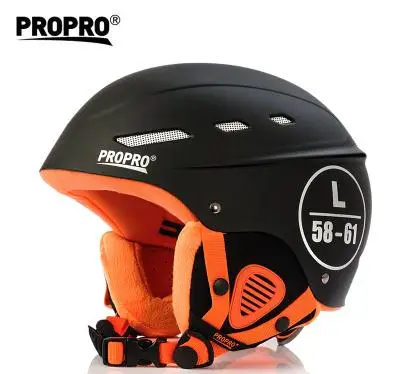 PROPRO 009 лыжные шлемы зимние для взрослых мужчин и женщин Катание на коньках скейтборд шлем Сноубординг Защитная шапка защита головы - Цвет: black L