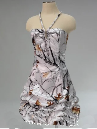 Бесплатная доставка белые камуфляжные Формальные Коктейльные платья с лямкой на