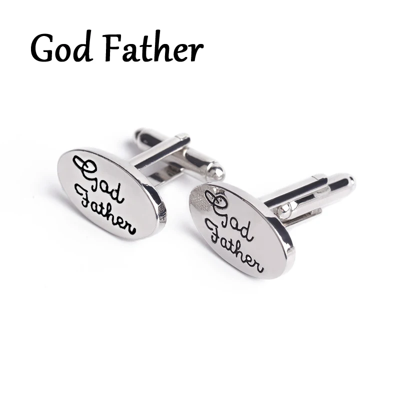 God Father 13 стильные мужские модные серебряные овальные Свадебные украшения запонки для жениха/лучшего человека/лучшего друга запонки для французских рубашек высокого качества - Окраска металла: God Father