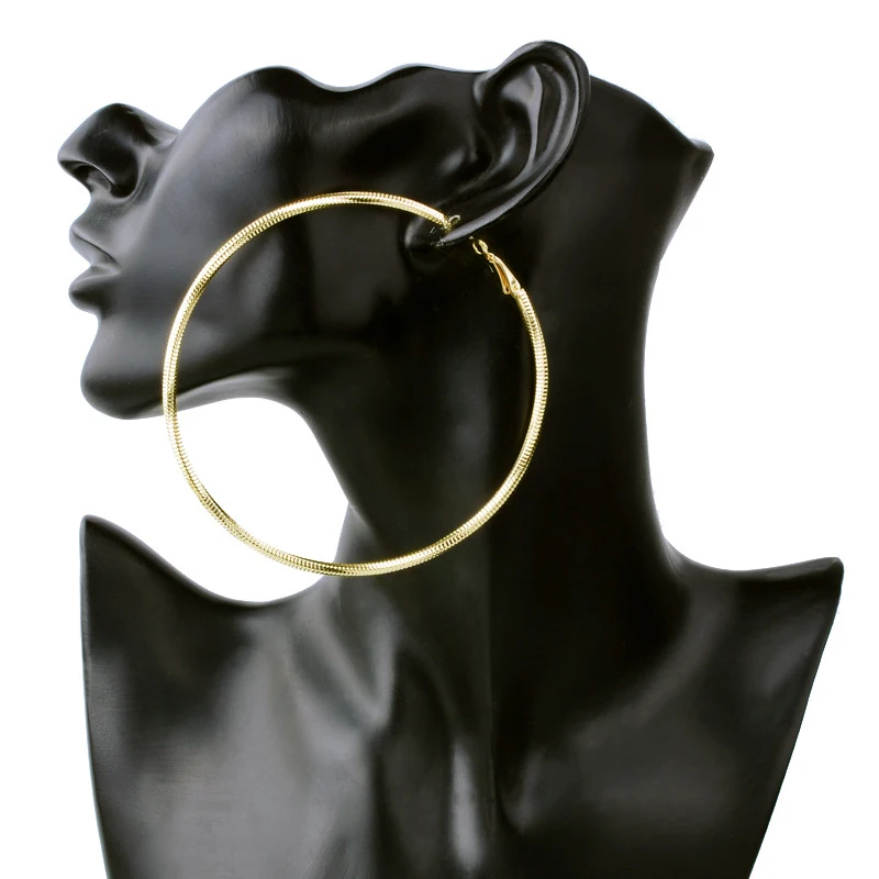 Большие серьги-кольца простой золотой роскошный круглый Круглый Серьги Модные