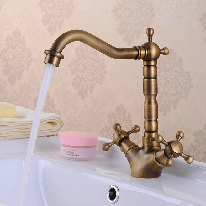 Латунный смеситель с античной бронзовой отделкой поворот на 360 градусов |