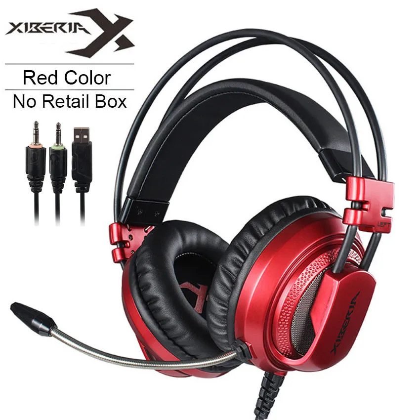 XIBERIA V10 Проводная игровая гарнитура шлем PC Стерео тяжелый бас Игровые наушники с микрофоном светодиодные фонари для компьютера геймера - Цвет: Red No Retail Box