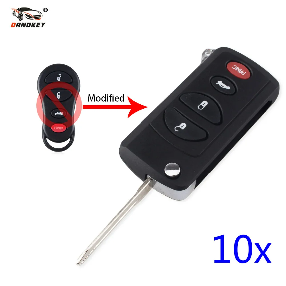 

DANDKEY 10pcs 4 3+1 Buttons Remote Folding Car Key Shell For Chrysler Sebring For Jeep Liberty For Dodge Neon Intrepid