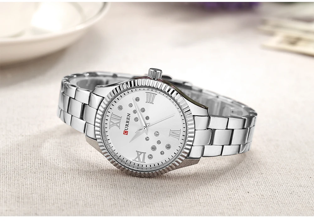 Relogio feminino 9009 Curren женские часы лучший бренд класса люкс золотые черные кварцевые часы водонепроницаемые Полные стальные женские часы