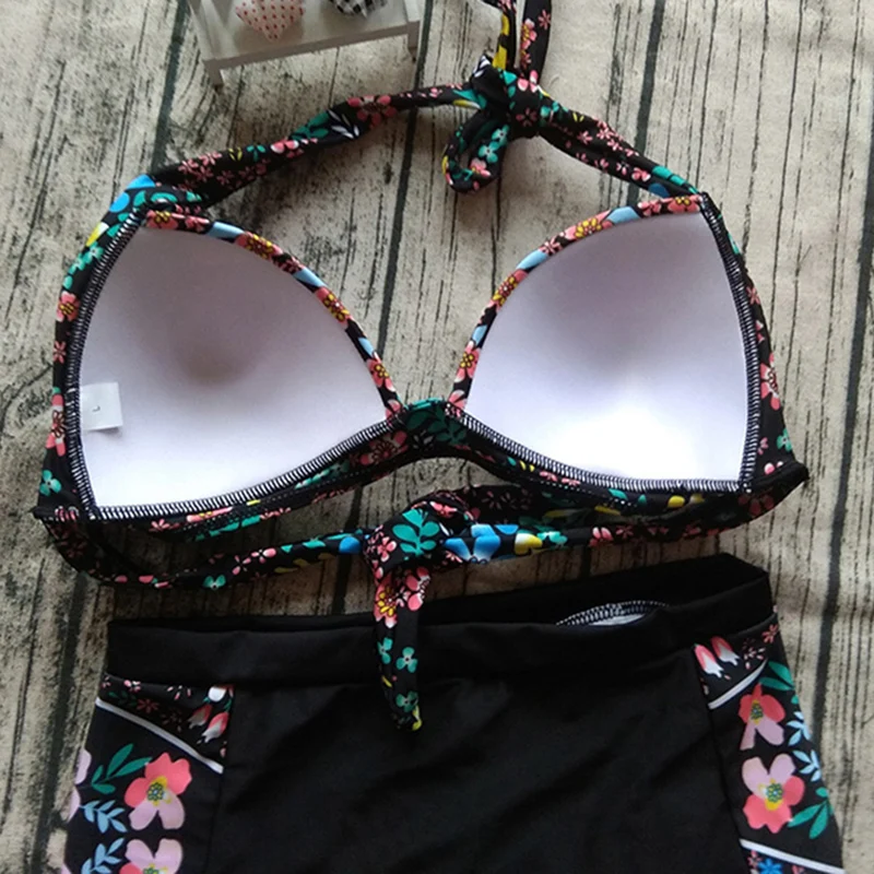 Бикини для женщин размера плюс с высокой талией 2018 цветочный принт купальный