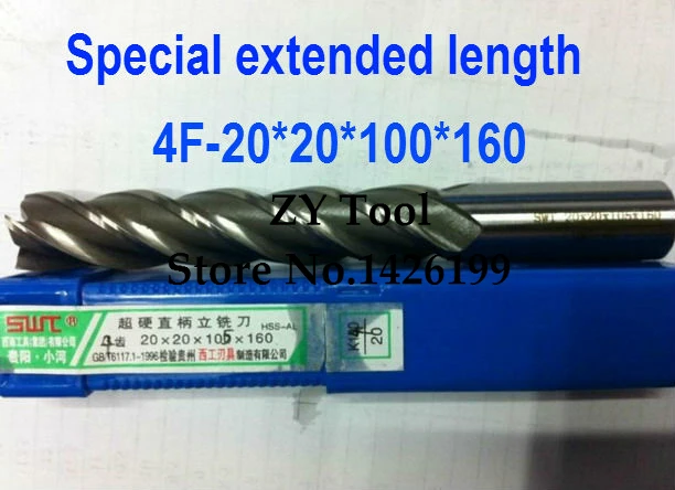 

Free shipping 1pcs 20mm 4 Flute HSS & Special extended length Aluminium End Mill Cutter CNC Bit Milling Machinery Cutting tools