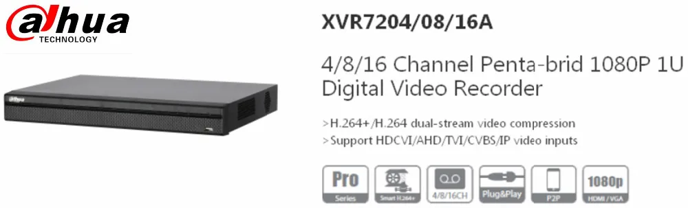 Dahua XVR рекордер 8CHXVR7208A H.264 +/H.264 2 SATA Порты до 6 ТБ каждый диск Поддержка HDCVI/CVBS/HDTVI/AHD
