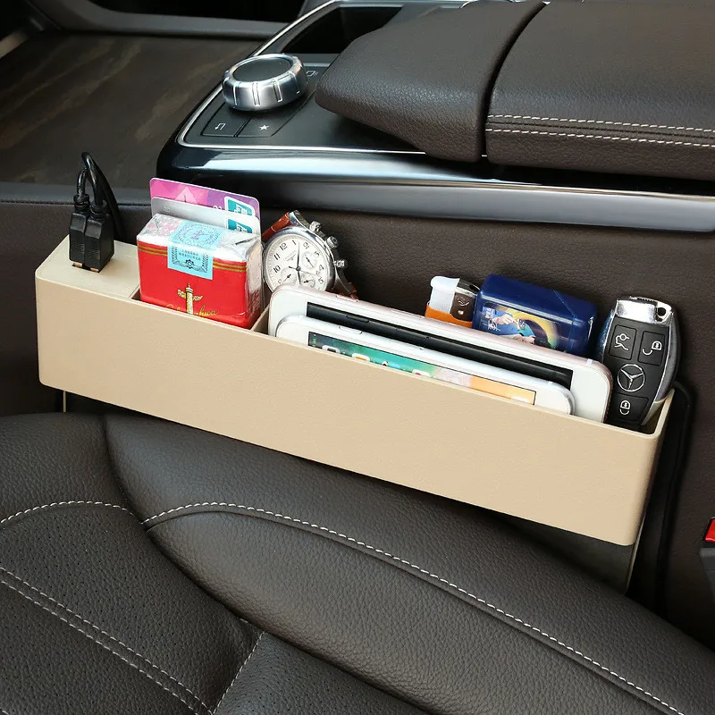 Left And Right Universal Dual USB Car Seat Crevice Storage Box Phone Holder Charger Organizer Auto Accessories 4 Color | Автомобили и