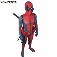 High Quality Classic Comic Deadpool Cosplay Costume Adult Zentai Suit Super Hero Muscle Deadpool Costume With Muscle Shade