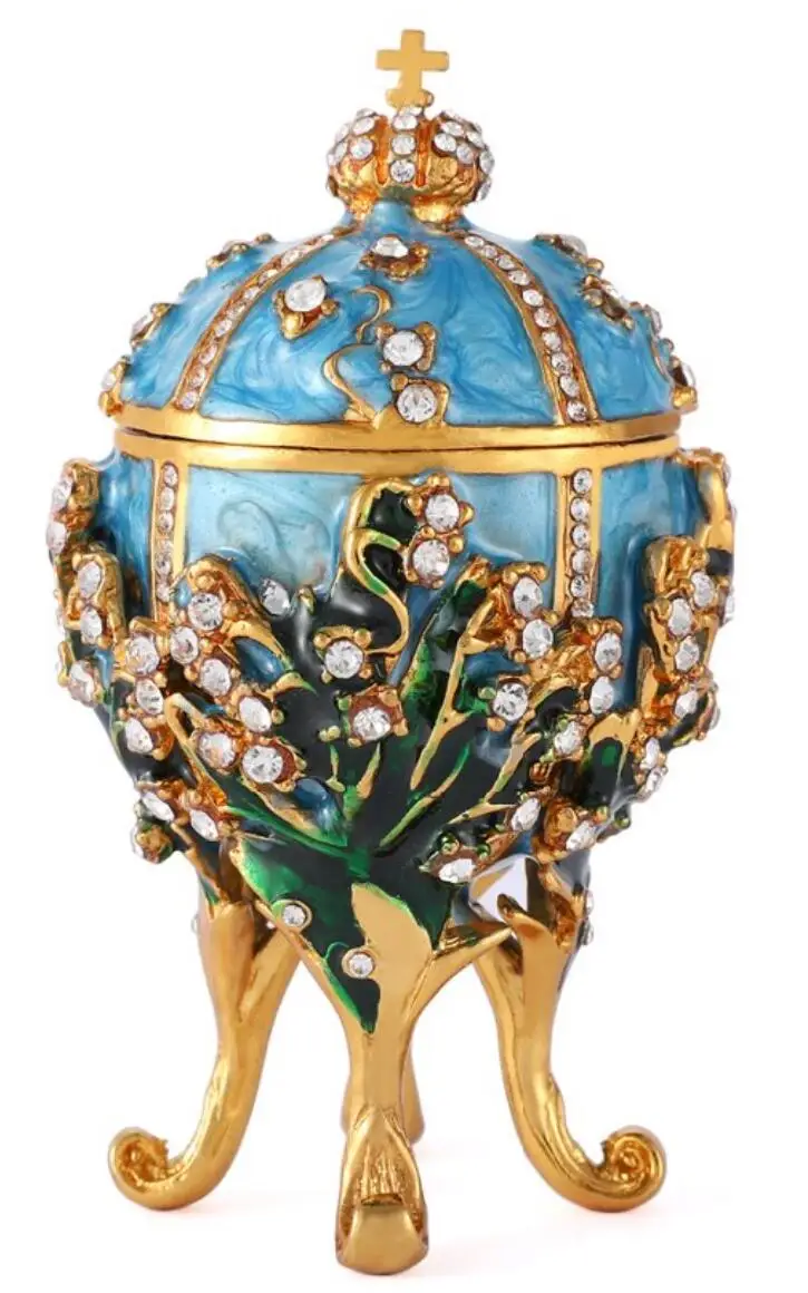 QIFU Новое поступление домашний декор Faberge яйцо 1898 ландыши копия яйца для домашнего декора - Цвет: Lake blue