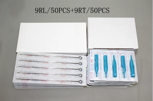 Одноразовые Стерильные тату иглы YILONG (9RL + 9RT) 50 шт. синие одноразовые бесплатная
