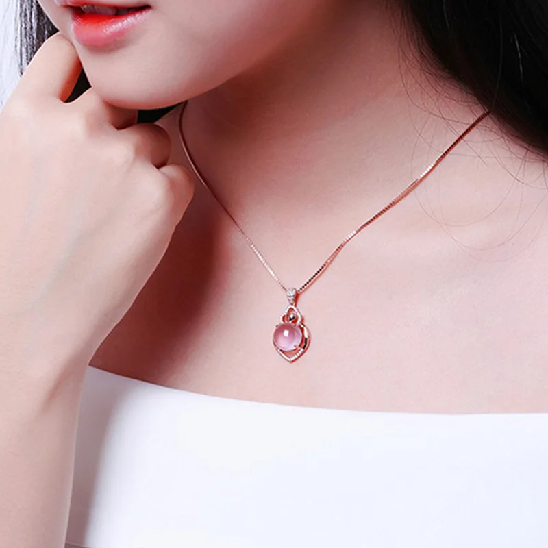 Модное роскошное ожерелье из розового золота подвески с кристаллами класса ААА