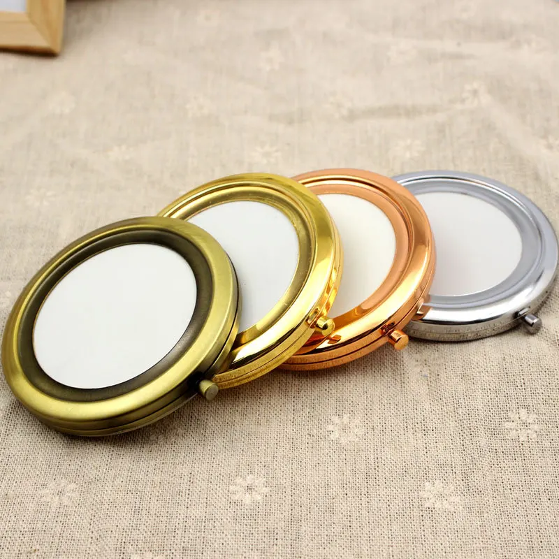 

Wholesale 100pcs/lot Compact Mirrors DIY Portable Metal Makeup Mirror 2X Magnifying Silver and Copper Free Shipping