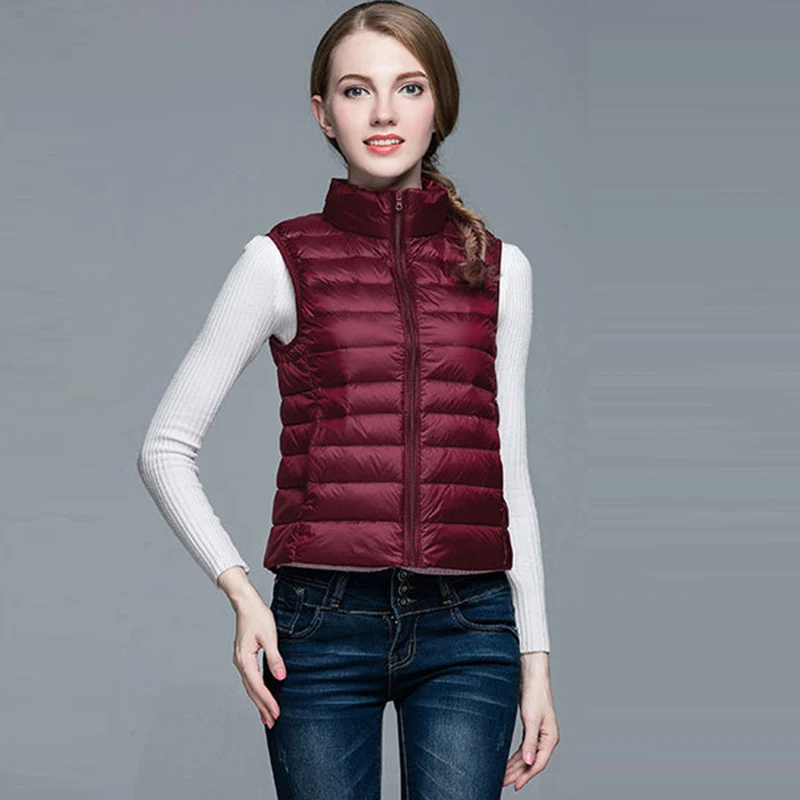 Весенний Новый светильник пуховой жилет женский короткий без рукавов с