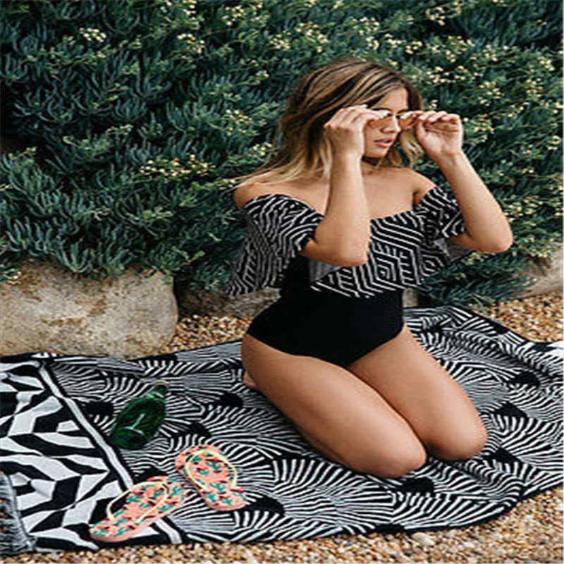 Женский купальник Цельный новый стиль 2017 комплект бикини в полоску стиле ретро с