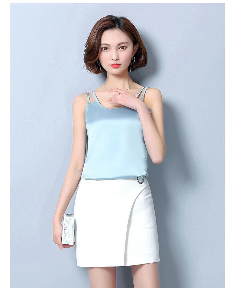 Gkfnmt, летние женские топы,, Модная шелковая блузка, тонкая, без рукавов, blusa feminina, крутые футболки, рубашки размера плюс 3XL
