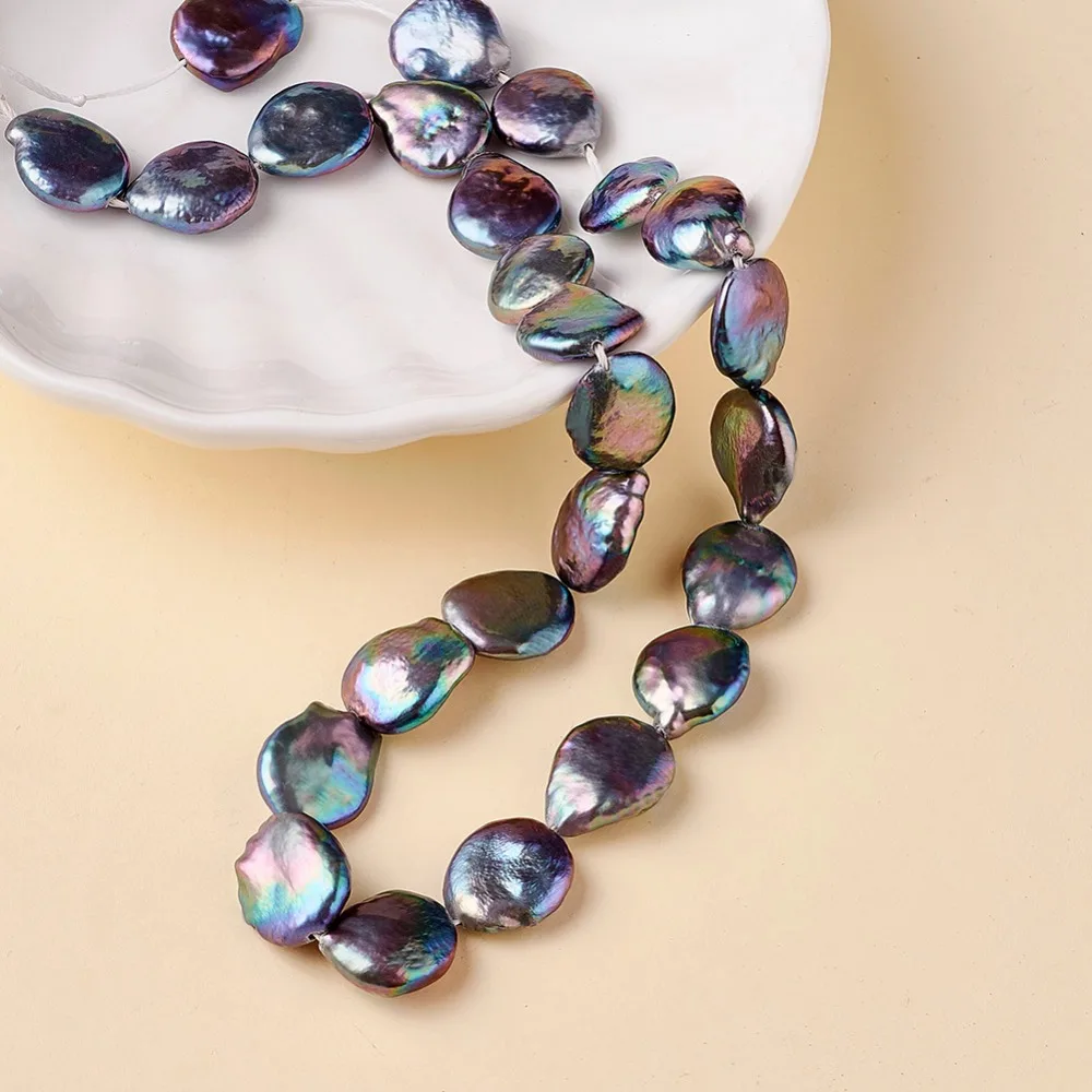 Натуральные жемчужные для изготовления украшений Keshi плоские круглые бусины