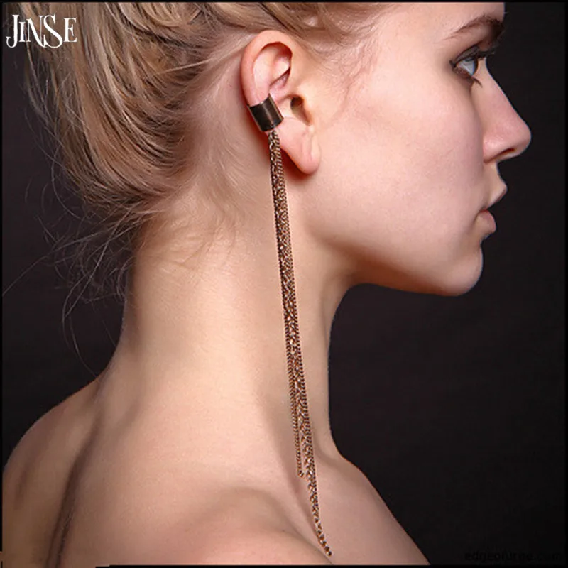 Женские серьги JINSE SGE001 Золотое и серебряное покрытие с длинной цепочкой|earring