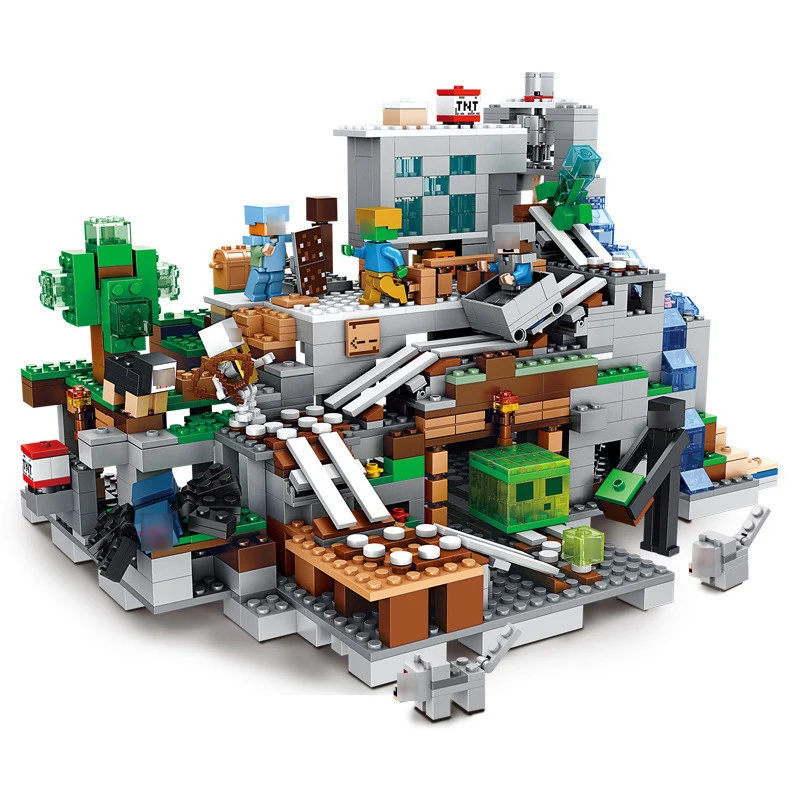 1000 шт. совместимые Legoings My world механизм пещера 2 в 1 набор мини фигурки дракона