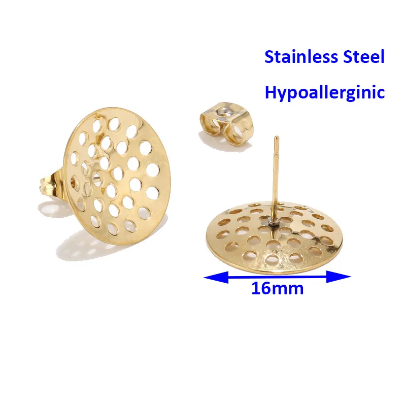 Серьги гвоздики из нержавеющей стали 16 мм с наушниками аксессуары для