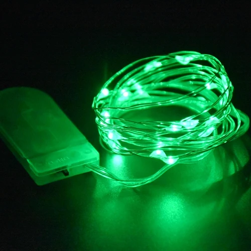 Green 20 шт./лот светодиодный теплый белый серебряный провод Сказочный свет с 20 микро светодиодный s CR2032 батарея мощность для DIY украшения свадебного стола - Испускаемый цвет: Green