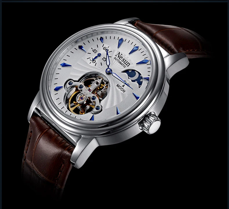 Мужские часы Nesun Skeleton Tourbillon швейцарские роскошные брендовые автоматические с