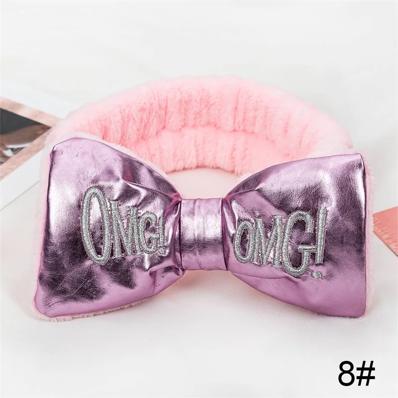 PU8 Новинка, фланелевые мягкие ободки с бантиком и надписью OMG для женщин, девушек, тюрбан, милый держатель для волос, повязка для волос, головной убор, аксессуары для волос - Цвет: PU8